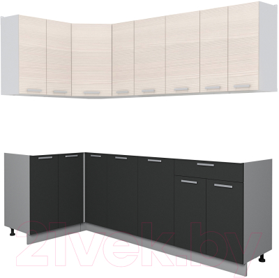 Кухонный гарнитур Интерлиния Мила Лайт 1.2x2.3 без столешницы - фото