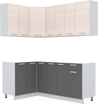 Кухонный гарнитур Интерлиния Мила Лайт 1.2x2.4 без столешницы - фото