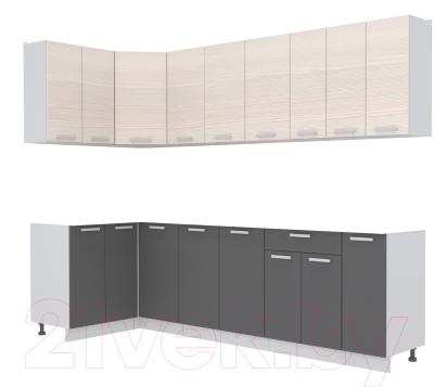 Кухонный гарнитур Интерлиния Мила Лайт 1.2x2.7 без столешницы - фото