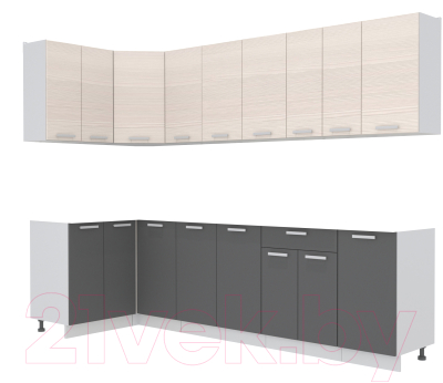 Кухонный гарнитур Интерлиния Мила Лайт 1.2x2.8 без столешницы - фото