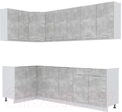 Кухонный гарнитур Интерлиния Мила Лайт 1.2x2.5 без столешницы - фото