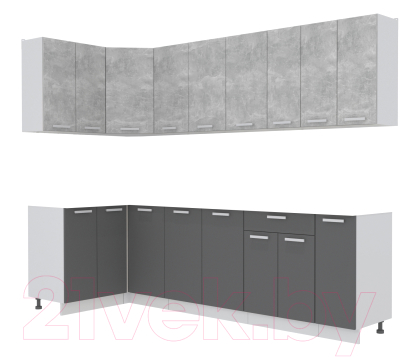 Кухонный гарнитур Интерлиния Мила Лайт 1.2x2.7 без столешницы - фото