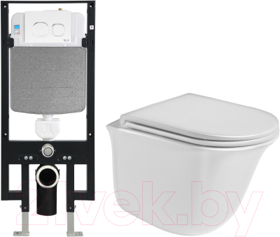 Унитаз подвесной с инсталляцией WeltWasser Amberg 497 + Telbach 004 GL-WT + Amberg RD-WT - фото