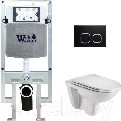 Унитаз подвесной с инсталляцией WeltWasser Amberg 497 ST+Baarbach 004 GL-WT+ Amberg RD-BL - фото