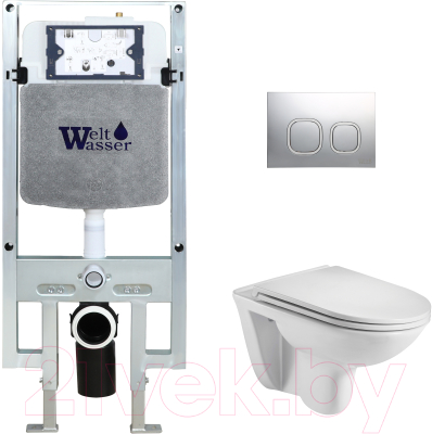 Унитаз подвесной с инсталляцией WeltWasser Amberg 497 ST+Baarbach 004 GL-WT+ Amberg RD-MT CR - фото