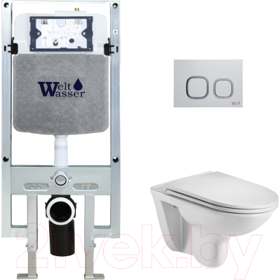 Унитаз подвесной с инсталляцией WeltWasser Amberg 497 ST+Baarbach 004 GL-WT+ Amberg RD-WT - фото