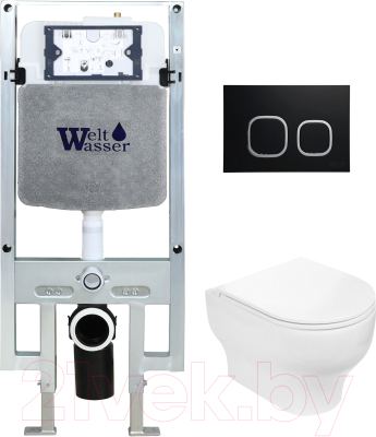 Унитаз подвесной с инсталляцией WeltWasser Amberg 497 ST+Erlenbach 004 GL-WT+ Amberg RD-BL - фото
