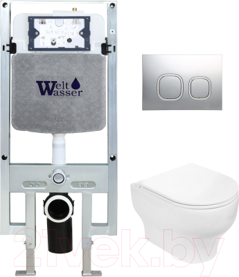 Унитаз подвесной с инсталляцией WeltWasser Amberg 497 ST+Erlenbach 004 GL-WT+ Amberg RD-MT CR - фото