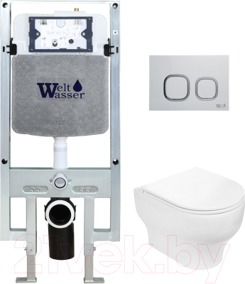 Унитаз подвесной с инсталляцией WeltWasser Amberg 497 ST+Erlenbach 004 GL-WT+ Amberg RD-WT - фото