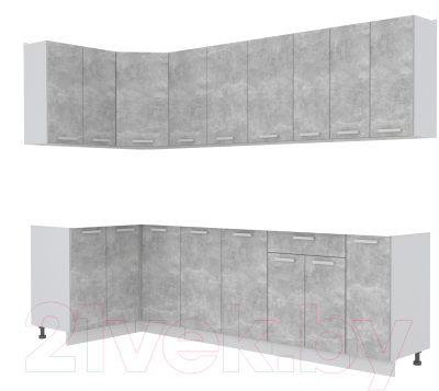 Кухонный гарнитур Интерлиния Мила Лайт 1.2x2.7 без столешницы - фото