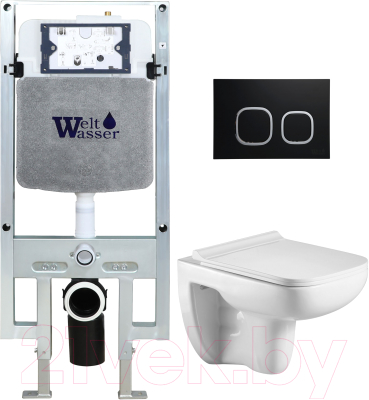 Унитаз подвесной с инсталляцией WeltWasser Amberg 497 ST+Kehlbach 004 GL-WT+Amberg RD-BL - фото