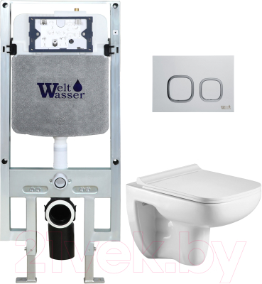 Унитаз подвесной с инсталляцией WeltWasser Amberg 497 ST+Kehlbach 004 GL-WT+Amberg RD-CR - фото