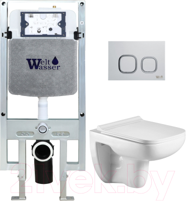 Унитаз подвесной с инсталляцией WeltWasser Amberg 497 ST+Kehlbach 004 GL-WT+Amberg RD-WT - фото