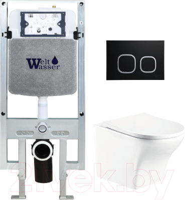 Унитаз подвесной с инсталляцией WeltWasser Amberg 497 ST+Odenbach 004 GL-WT+Amberg RD-BL - фото