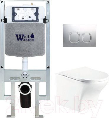 Унитаз подвесной с инсталляцией WeltWasser Amberg 497 ST+Odenbach 004 GL-WT+Amberg RD-CR - фото
