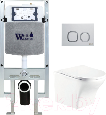 Унитаз подвесной с инсталляцией WeltWasser Amberg 497 ST+Odenbach 004 GL-WT+Amberg RD-WT - фото