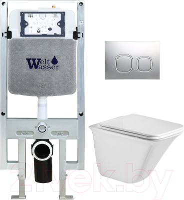Унитаз подвесной с инсталляцией WeltWasser Amberg 497 ST+Rotbach 004 GL-WT+Amberg RD-MT CR - фото