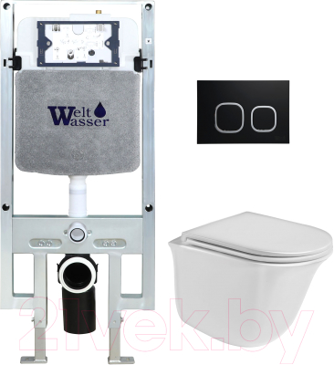Унитаз подвесной с инсталляцией WeltWasser Amberg 497 ST+Telbach 004 GL-WT+Amberg RD-BL - фото
