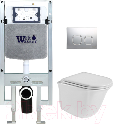 Унитаз подвесной с инсталляцией WeltWasser Amberg 497 ST+Telbach 004 GL-WT+Amberg RD-CR - фото