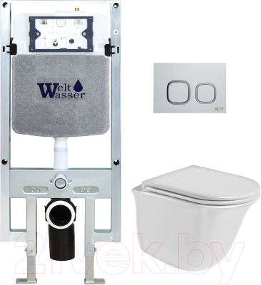 Унитаз подвесной с инсталляцией WeltWasser Amberg 497 ST+Telbach 004 GL-WT+Amberg RD-WT - фото