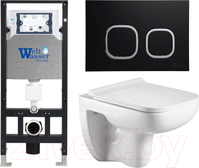 Унитаз подвесной с инсталляцией WeltWasser Amberg 506+Kehlbach 004 GL-WT+Amberg RD-BL - фото