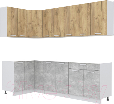 Кухонный гарнитур Интерлиния Мила Лайт 1.2x2.5 без столешницы  - фото