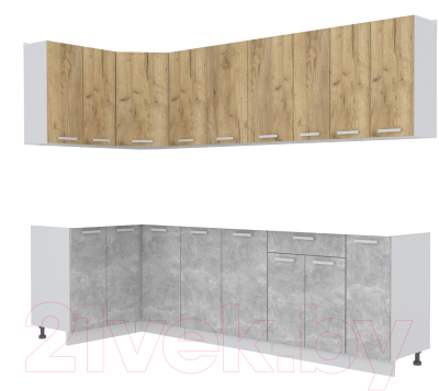 Кухонный гарнитур Интерлиния Мила Лайт 1.2x2.7 без столешницы - фото