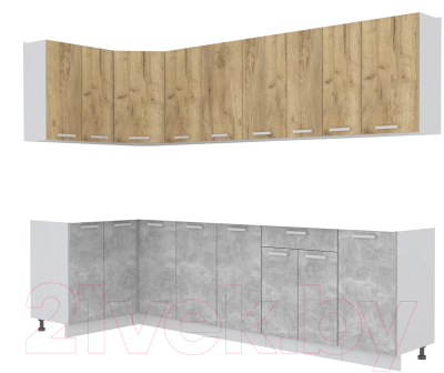 Кухонный гарнитур Интерлиния Мила Лайт 1.2x2.8 без столешницы - фото