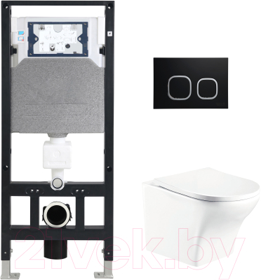 Унитаз подвесной с инсталляцией WeltWasser Amberg 506 + Odenbach 004 GL-WT + Amberg RD-BL - фото