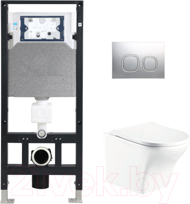 Унитаз подвесной с инсталляцией WeltWasser Amberg 506 + Odenbach 004 GL-WT + Amberg RD-MT CR - фото