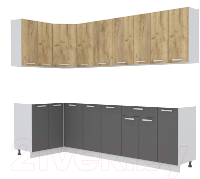 Кухонный гарнитур Интерлиния Мила Лайт 1.2x2.7 без столешницы - фото