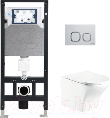 Унитаз подвесной с инсталляцией WeltWasser Amberg 506 + Odenbach 004 GL-WT + Amberg RD-WT - фото