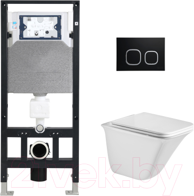 Унитаз подвесной с инсталляцией WeltWasser Amberg 506 + Rotbach 004 GL-WT + Amberg RD-BL - фото