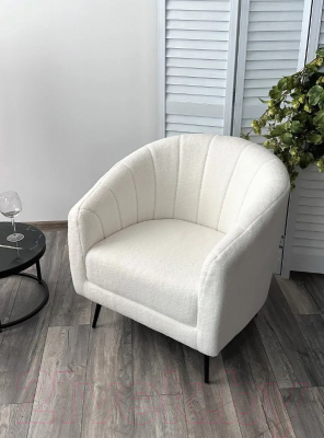 Кресло мягкое M-City Kalmar / 629M04955 (Nini-01 белый Teddy/черный)