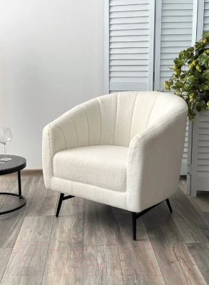 Кресло мягкое M-City Kalmar / 629M04955 (Nini-01 белый Teddy/черный)