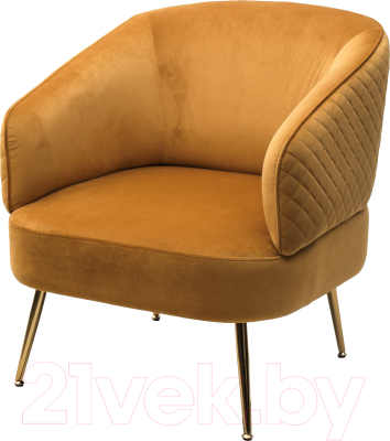 Кресло мягкое M-City Mussels / 629M04944 (Bluvel-68 желтый велюр/золото) - фото