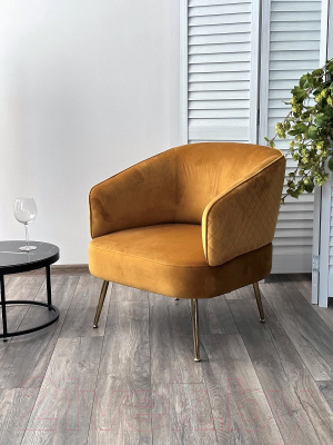 Кресло мягкое M-City Mussels / 629M04944 (Bluvel-68 желтый велюр/золото)