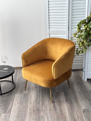 Кресло мягкое M-City Mussels / 629M04944 (Bluvel-68 желтый велюр/золото)