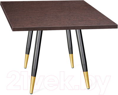Обеденный стол Sheffilton SHT-TU14/TT 80/80 ЛДСП (черный муар/золото/венге) - фото