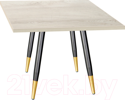 Обеденный стол Sheffilton SHT-TU14/TT 80/80 ЛДСП (черный муар/золото/дуб беленый) - фото