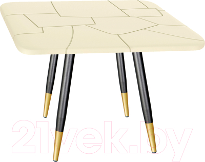 Обеденный стол Sheffilton SHT-TU14/TТ30 83/83 (черный муар/золото/бежевый) - фото