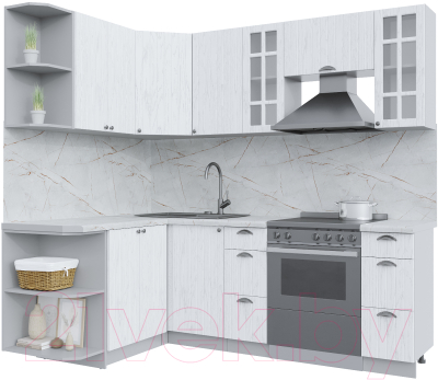 Кухонный гарнитур Интерлиния Берес 1.5x2.2 левая (дуб полярный/серый каспий) - фото