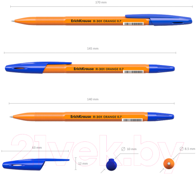 Ручка шариковая Erich Krause R-301 Orange Stick / 56614
