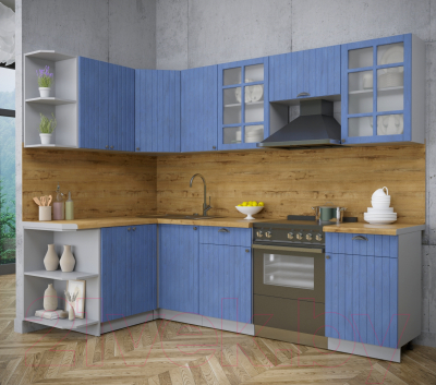 Кухонный гарнитур Интерлиния Берес 1.5x2.6 левая (дуб лазурный/дуб бунратти)