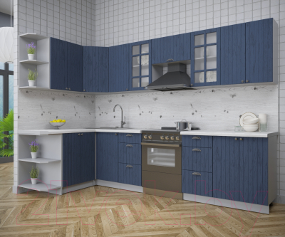 Кухонный гарнитур Интерлиния Берес 1.5x3.0 левая (дуб королевский/бискайская сосна)