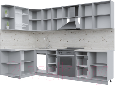 Кухонный гарнитур Интерлиния Берес 1.5x2.9 левая (дуб королевский/бискайская сосна)