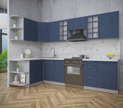 Кухонный гарнитур Интерлиния Берес 1.5x2.9 левая (дуб королевский/бискайская сосна)