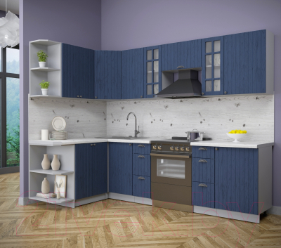 Кухонный гарнитур Интерлиния Берес 1.5x2.7 левая (дуб королевский/бискайская сосна)