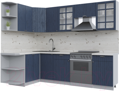 Кухонный гарнитур Интерлиния Берес 1.5x2.6 левая (дуб королевский/бискайская сосна)