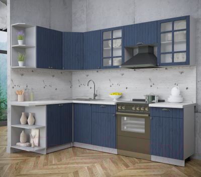 Кухонный гарнитур Интерлиния Берес 1.5x2.6 левая (дуб королевский/бискайская сосна)